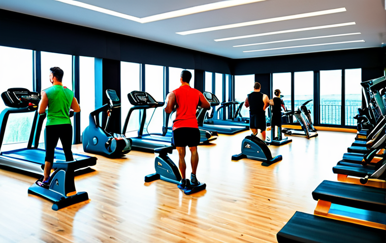 **

"A bright and modern gym interior, fully equipped with various exercise machines. A diverse group of fully clothed individuals are actively engaged in different workouts, some with personal trainers. The atmosphere is energetic and motivational. Professional setting, appropriate attire, safe for work, perfect anatomy, natural proportions, family-friendly, high quality."

**