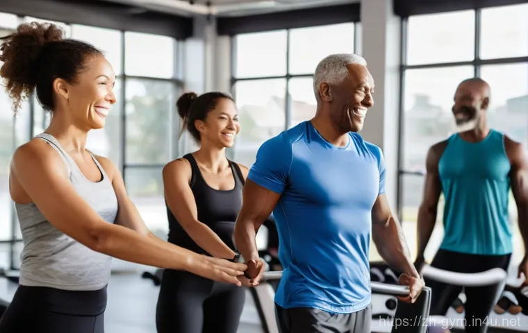 피트니스 경영사 강의 및 교육 자료 공유 - **Prompt: The Thriving Fitness Community**
    A vibrant and diverse group of adults (ranging from e...