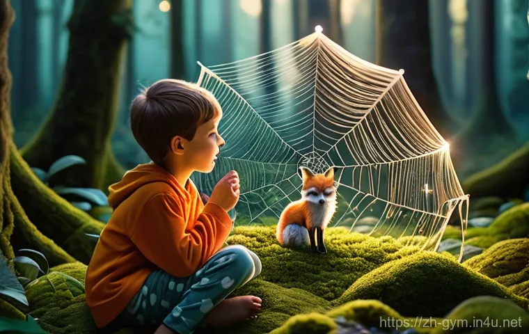 피트니스 경영사와 헬스케어 마케팅 전략 - A whimsical forest scene at dawn, with soft, diffused sunlight filtering through the canopy. In the ...