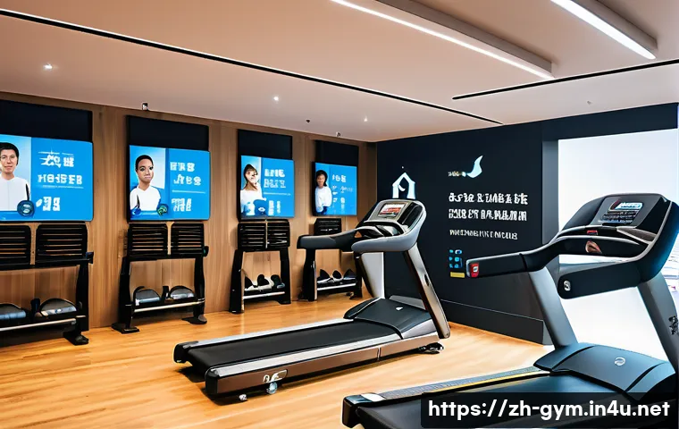 피트니스 경영사 실기 평가 항목 정리 - A modern gym interior bustling with diverse adult members engaged in personalized training sessions,...