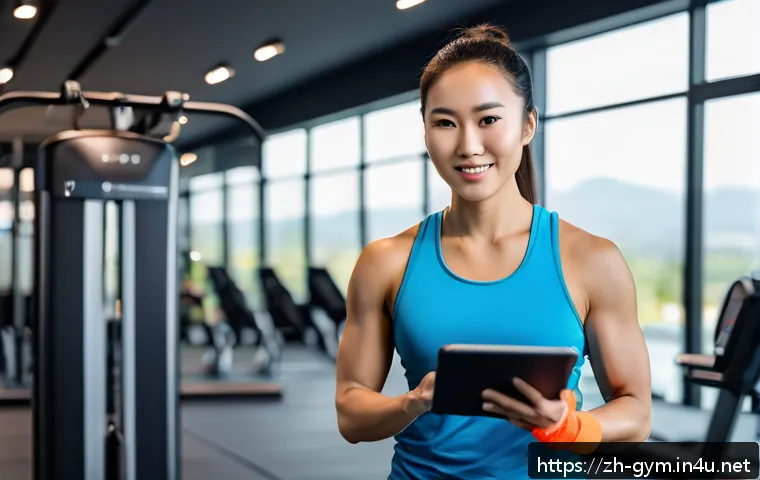 피트니스 경영사 자격증 활용 사례 - A professional fitness coach in a modern high-end gym, confidently designing personalized training p...